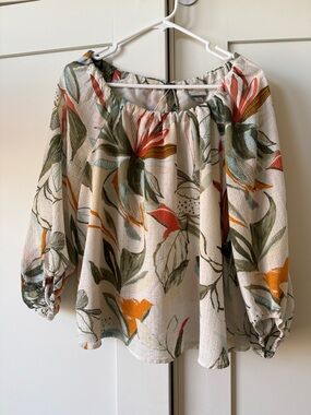 Floral Peasant Blouse, Size M by a new day